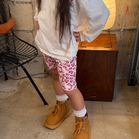 【即納】kitty "pink" leopard half leggings