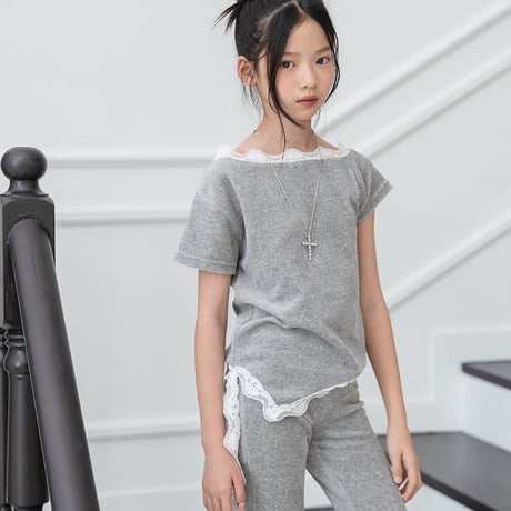 【予約】ZC lace velour tops
