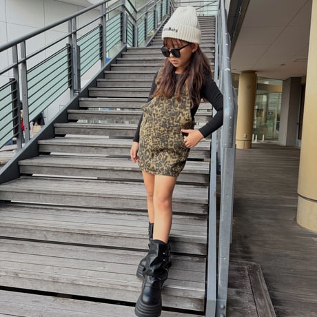 【予約】"brown" leopard skirt salopette