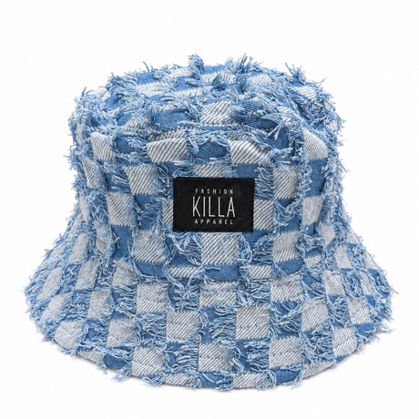 KILLA FRINGE PATCHWORK DENIM HAT