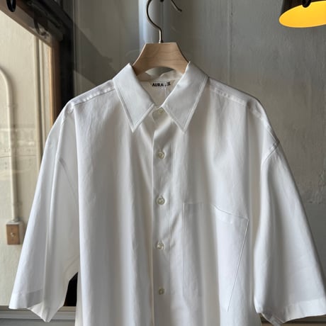 AURALEE　WASHED FINX TWILL BIG HALF SLEEVED SHIRT