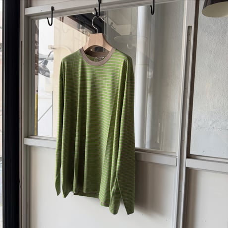 AURALEE　SOFT SMOOTH WOOL STRIPE JERSEY L/S TEE