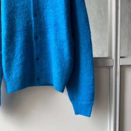 AURALEE　GARMENT-DYED BABY ALPACA FUR KNIT CREW-NECK CARDIGAN
