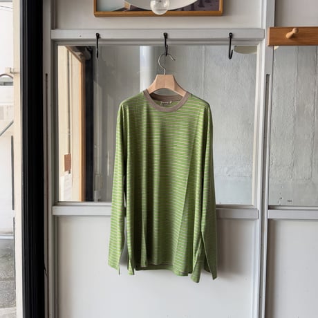 AURALEE　SOFT SMOOTH WOOL STRIPE JERSEY L/S TEE