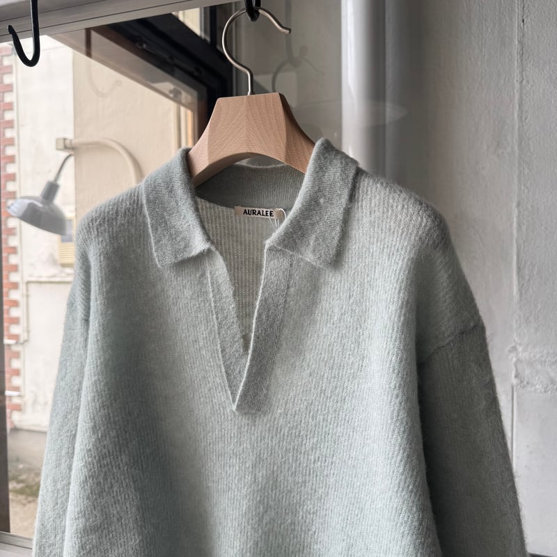 AURALEE BABY SURI ALPACA SHEER KNIT SKIPPER POL