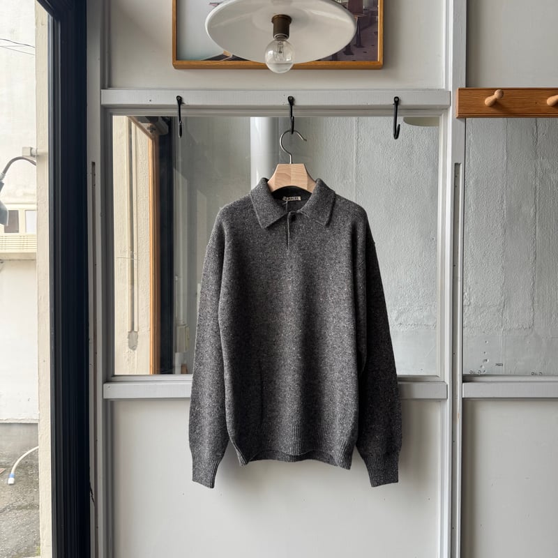 み*ら様 auralee WOOL CASHMERE KNIT POLO AURALEE CASHMERE NEP KNIT POLO | Less Higashikawa