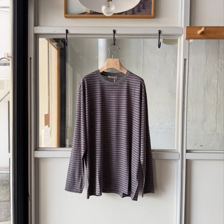 AURALEE　SOFT SMOOTH WOOL STRIPE JERSEY L/S TEE