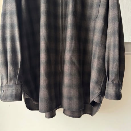 COMOLI　ウールチェック ジップシャツ