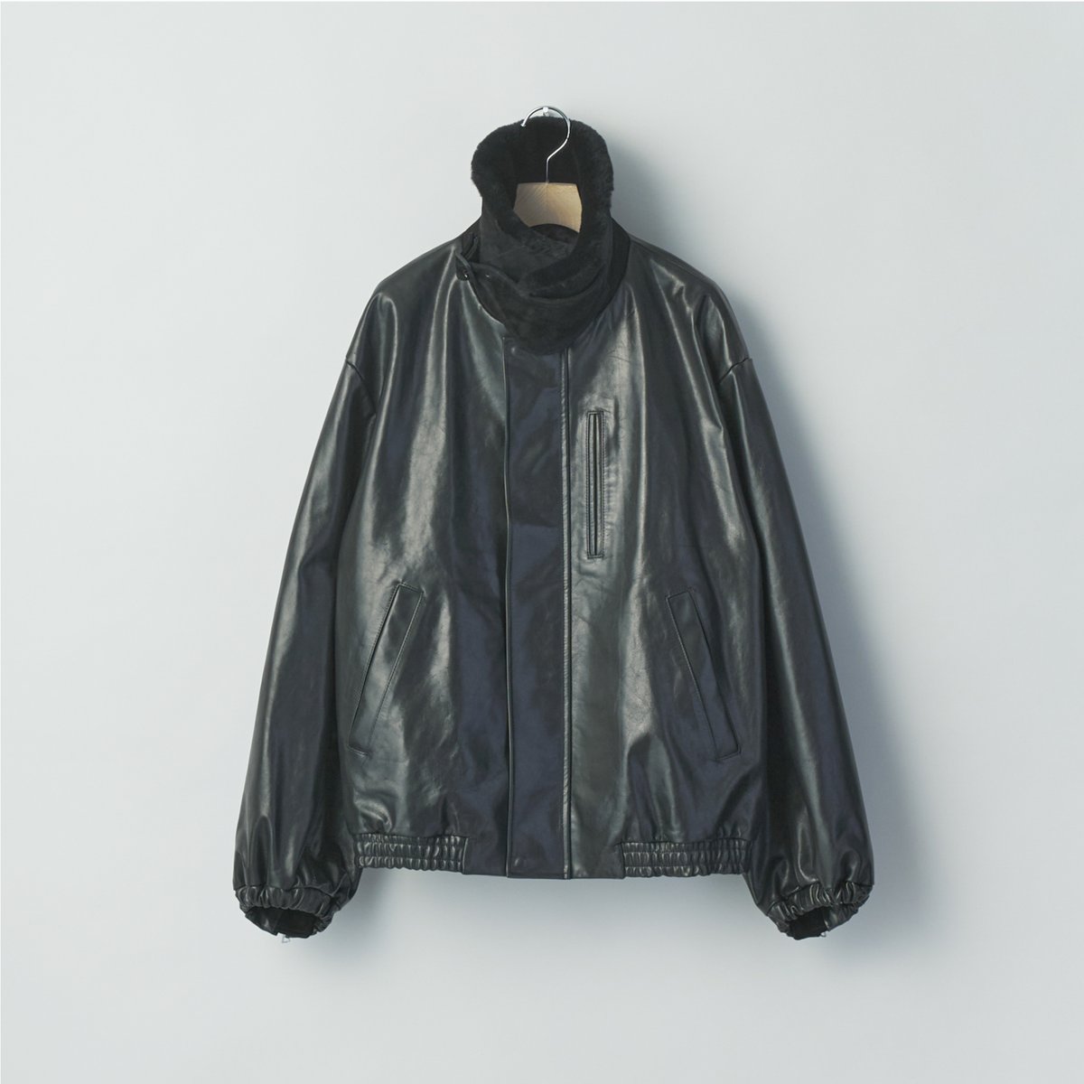 ssstein MOUTON COLLAR CALF ZIP JACKET | Less