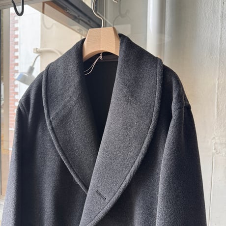 AURALEE　WOOL HERRINGBONE SHAWL COLLAR COAT