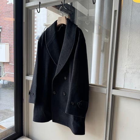 AURALEE　WOOL HERRINGBONE SHAWL COLLAR COAT