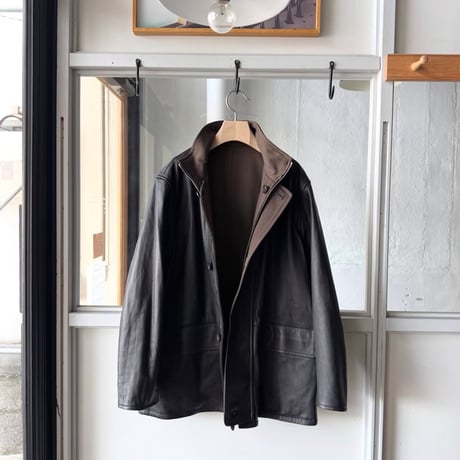 AURALEE　REVERSIBLE WOOL TWISTED TWILL / SHEEP LEATHER HALF COAT