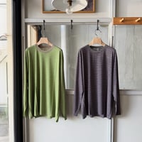 AURALEE　SOFT SMOOTH WOOL STRIPE JERSEY L/S TEE