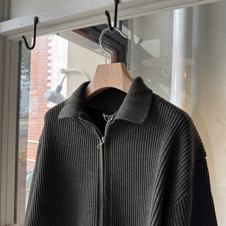AURALEE　SUPER FINE WOOL RIB KNIT ZIP CARDIGAN
