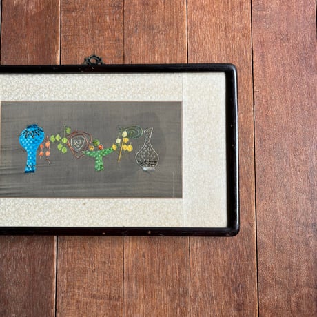 韓国の刺繍民画/壺/ヴィンテージ