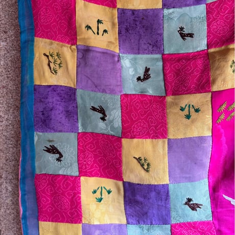 鶴の刺繍ポジャギ/アンティーク