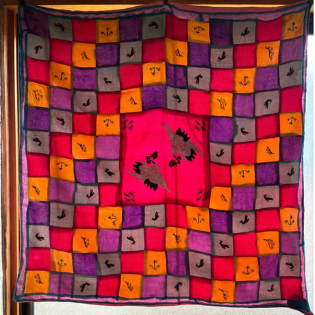 鶴の刺繍ポジャギ/アンティーク