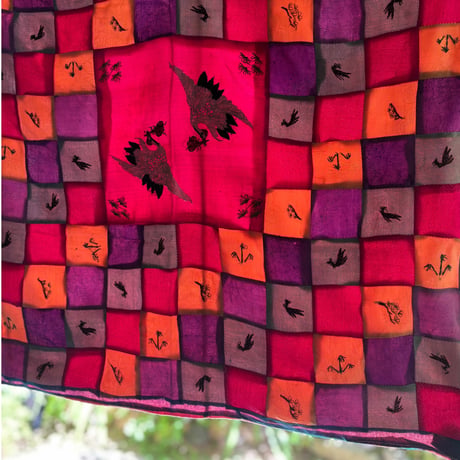 鶴の刺繍ポジャギ/アンティーク
