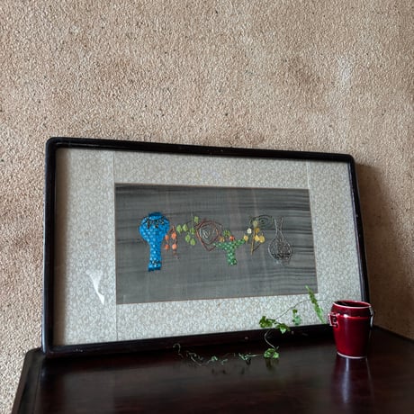 韓国の刺繍民画/壺/ヴィンテージ