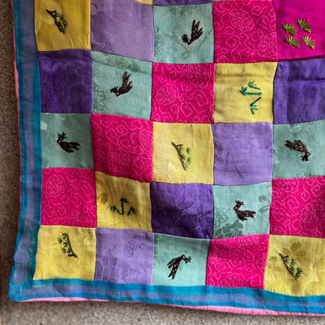 鶴の刺繍ポジャギ/アンティーク