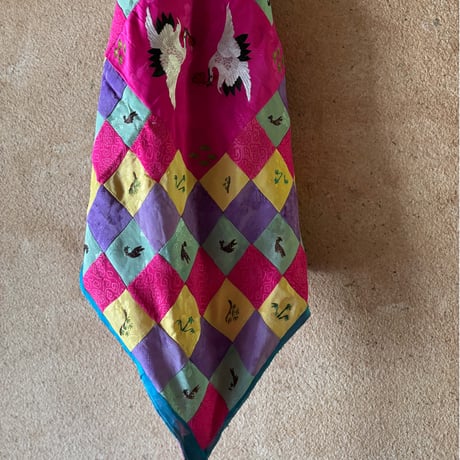 鶴の刺繍ポジャギ/アンティーク