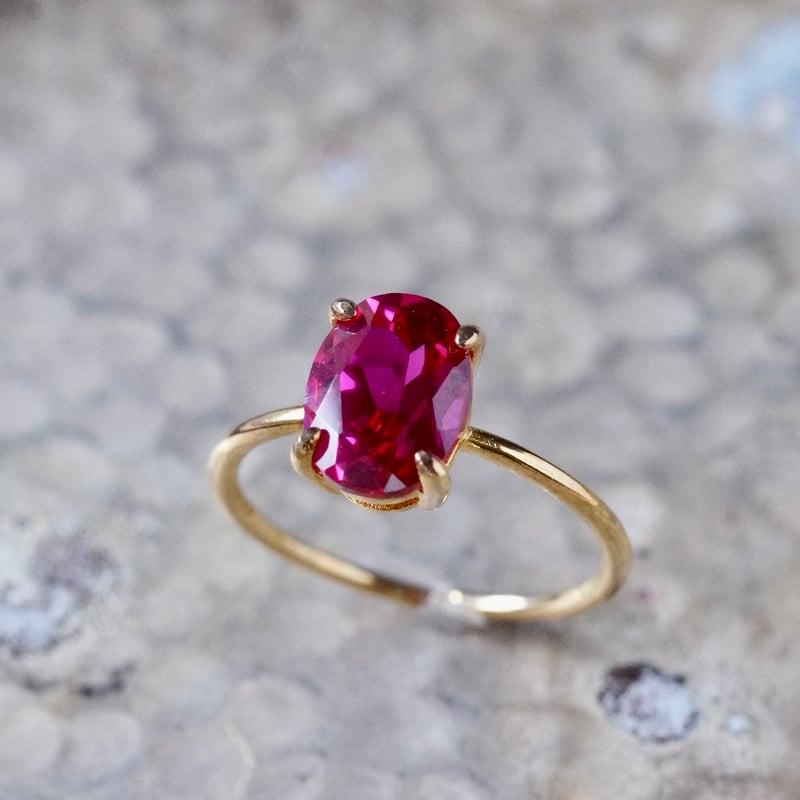 合成ルビー リング 12号前後 18k？のような刻印有り 合成ルビー リング