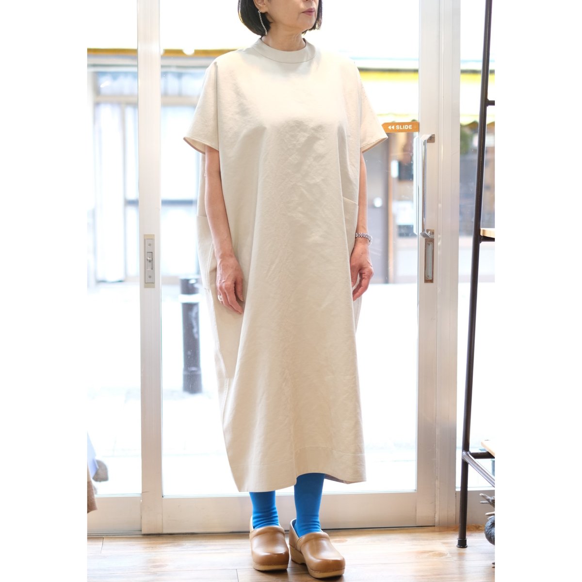サリゲナク（ヒムカシ）square french tunic ワンピース ヒムカシ / square french tunic (偽リネン / 軽量軽撥水ポリエステル)