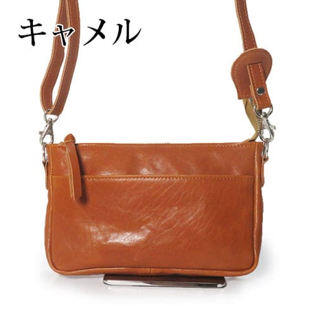 【セミオーダー】レザー横型ポシェット　コンパクト　ショルダーバッグ　着物リメイク