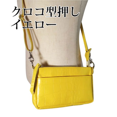 【セミオーダー】レザー横型ポシェット　コンパクト　ショルダーバッグ　着物リメイク