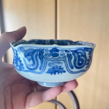 古伊万里染付四方向付　鳳凰文様