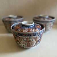 古伊万里錦手蓋付き茶碗　獅子文様