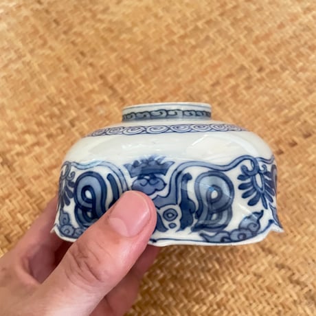 古伊万里染付四方向付　鳳凰文様