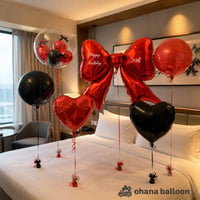 L200-5  Big Ribbon Balloon  色が選べる♪名入れ可！