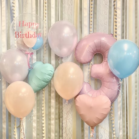 D-11 誕生日   数字1桁　ボリューミーDeco  色が選べる♪ヘリウム入り浮かせてお届け