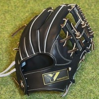 YAMAMOTO Pro Essential　硬式小指2本入れ専用内野用　H6    Yブラック×紐ブラウン×ステッチホワイト　Hウェブ