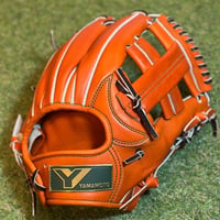 YAMAMOTO Pro Essential　硬式内野用　EA3  ブラウンオレンジ×紐ブラック×ステッチグリーン　クロスウェブ
