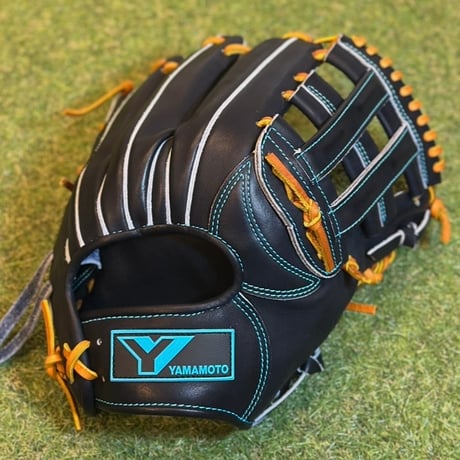 YAMAMOTO Pro Essential　硬式内野用　CG98IN  Yブラック×紐タン×ステッチサックス　ダブルクロスウェブ