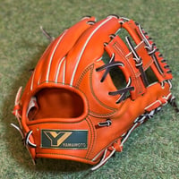 YAMAMOTO Pro Essential　硬式内野用　EA3  ブラウンオレンジ×紐ブラック×ステッチグリーン　Hウェブ