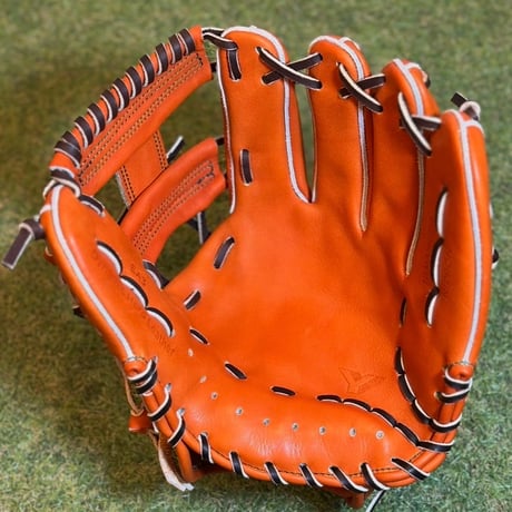 YAMAMOTO Pro Essential　硬式内野用　EA3  ブラウンオレンジ×紐ブラック×ステッチグリーン　Hウェブ