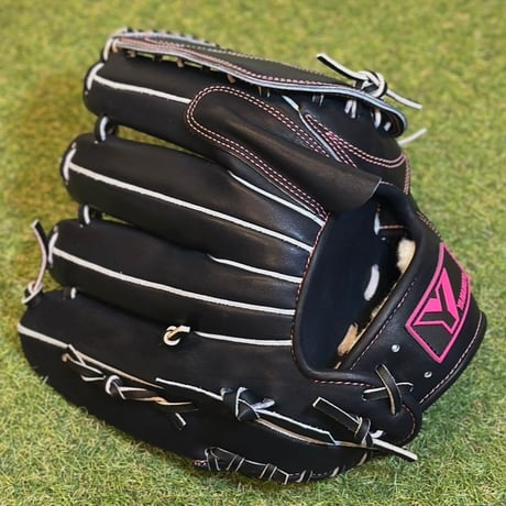 YAMAMOTO Pro Essential　硬式投手用　HP21  Yブラック×紐ブラック×ステッチピンク　Yフラットウェブ
