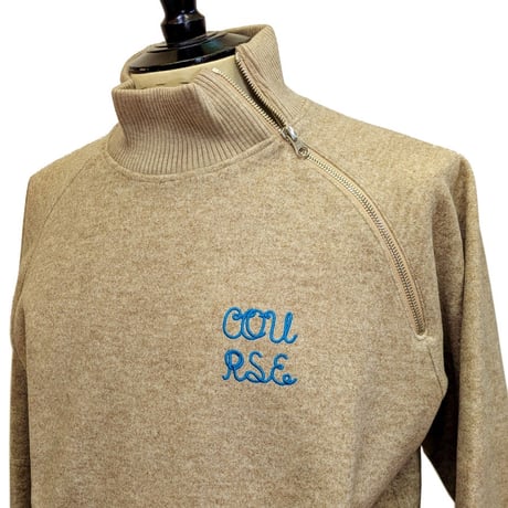 【新入荷】COURSE（コース） ハイネック ラグラントレーナー ジャージ メンズ・レディース 日本製 ベージュ ジップアップネック スエット （   CR623002-10）