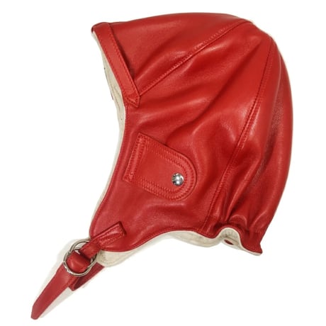 【新入荷】CHAPAL シャパル フランス製 羊革 パイロット ヘッドカバー レザーキャップ  レッド 赤 クラシックカー ヒストリックカー レース ドライビング ギア（CH005-44）