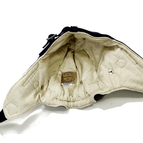 【新入荷】CHAPAL シャパル フランス製 羊革 パイロット ヘッドカバー レザーキャップ ネイビー 紺 クラシックカー ヒストリックカー レース ドライビング ギア（CH 005-88）