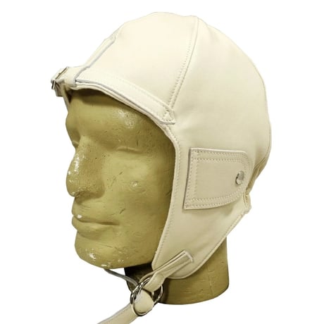 【新入荷】CHAPAL シャパル フランス製 羊革 パイロット ヘッドカバー レザーキャップ オフホワイト 白 クラシックカー ヒストリックカー レース ドライビング ギア（CH005-10）