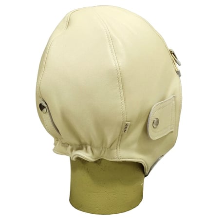 【新入荷】CHAPAL シャパル フランス製 羊革 パイロット ヘッドカバー レザーキャップ オフホワイト 白 クラシックカー ヒストリックカー レース ドライビング ギア（CH005-10）