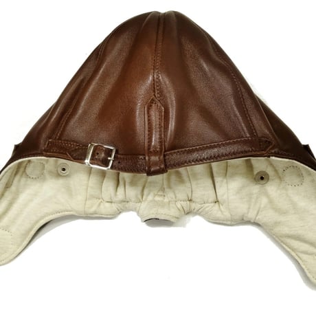 【新入荷】CHAPAL シャパル フランス製 羊革 パイロット ヘッドカバー レザーキャップ ブラウン クラシックカー ヒストリックカー レース ドライビング ギア（CH005-77 ）