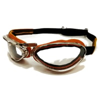 【新入荷】CHAPAL シャパル フランス製 羊革 ゴーグル(小 オレンジｘステッチ色オレンジ ヴィンテージカー クラシックカー レース ドライビング ギア（ CH002-31）