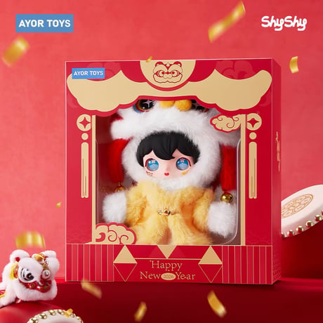 田栩宁・代言人（AYOR TOYS） ★ ぬいぐるみ（醒狮迎春）約23cm《ShyShy免闪闪・新春吊卡 - 醒狮迎春》