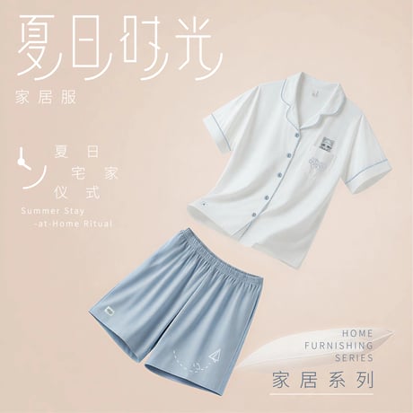 HZ BAO BAO ★ ルームウエア（夏日时光）《家居系列・夏日时光・短袖开衫家居服》【 メーカー発送日：未定 】