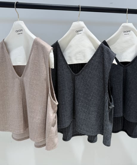 【ayane '26 winter collection】876817 ヘリンボーンジャガードポンチベスト